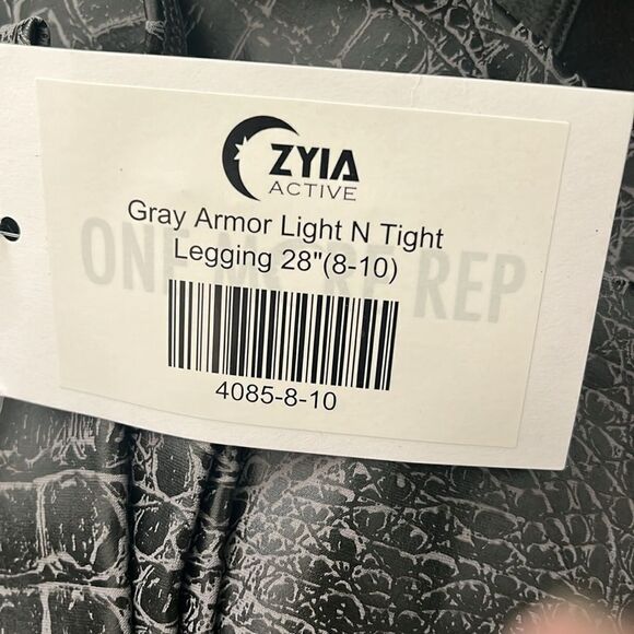 NEW WITH TAGS ZYIA ACTIVE GRAY ARMOR LIGHT N TIGHT 28” LEGGINGS SIZE 8-10 - Picture 5 of 11